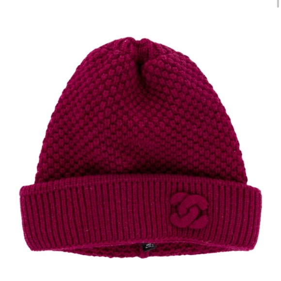 Chanel Burgundy Knit Beanie - Picture 1 of 3